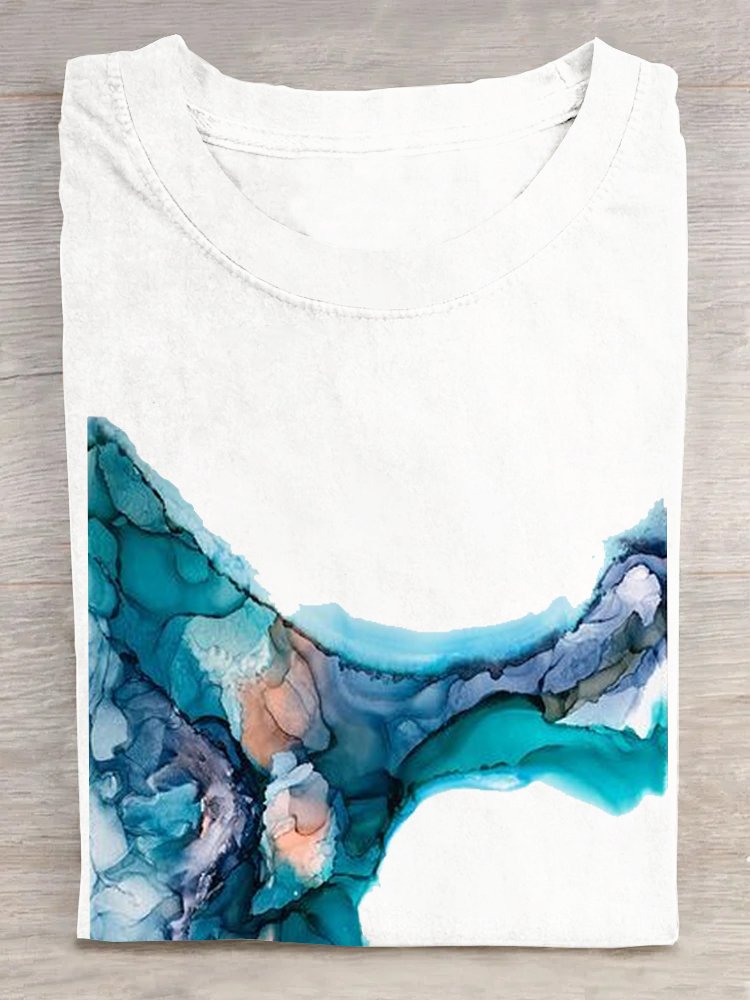 Casual Loose Crew Neck Abstract T-Shirt