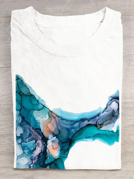 Casual Loose Crew Neck Abstract T-Shirt