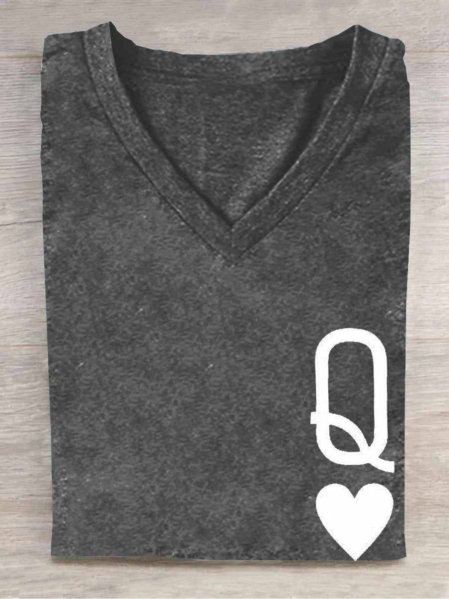 Playing Cards V Neck Casual T-Shirt