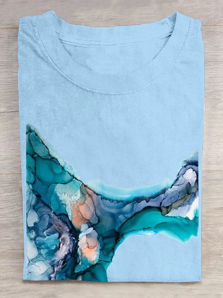 Casual Loose Crew Neck Abstract T-Shirt