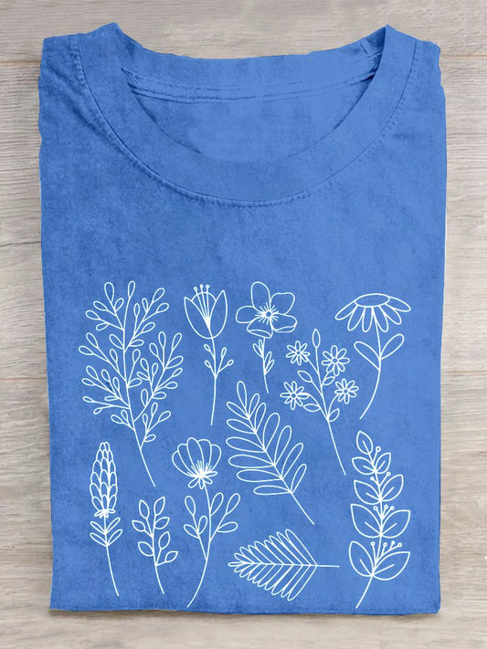 Casual Floral Cotton T-Shirt