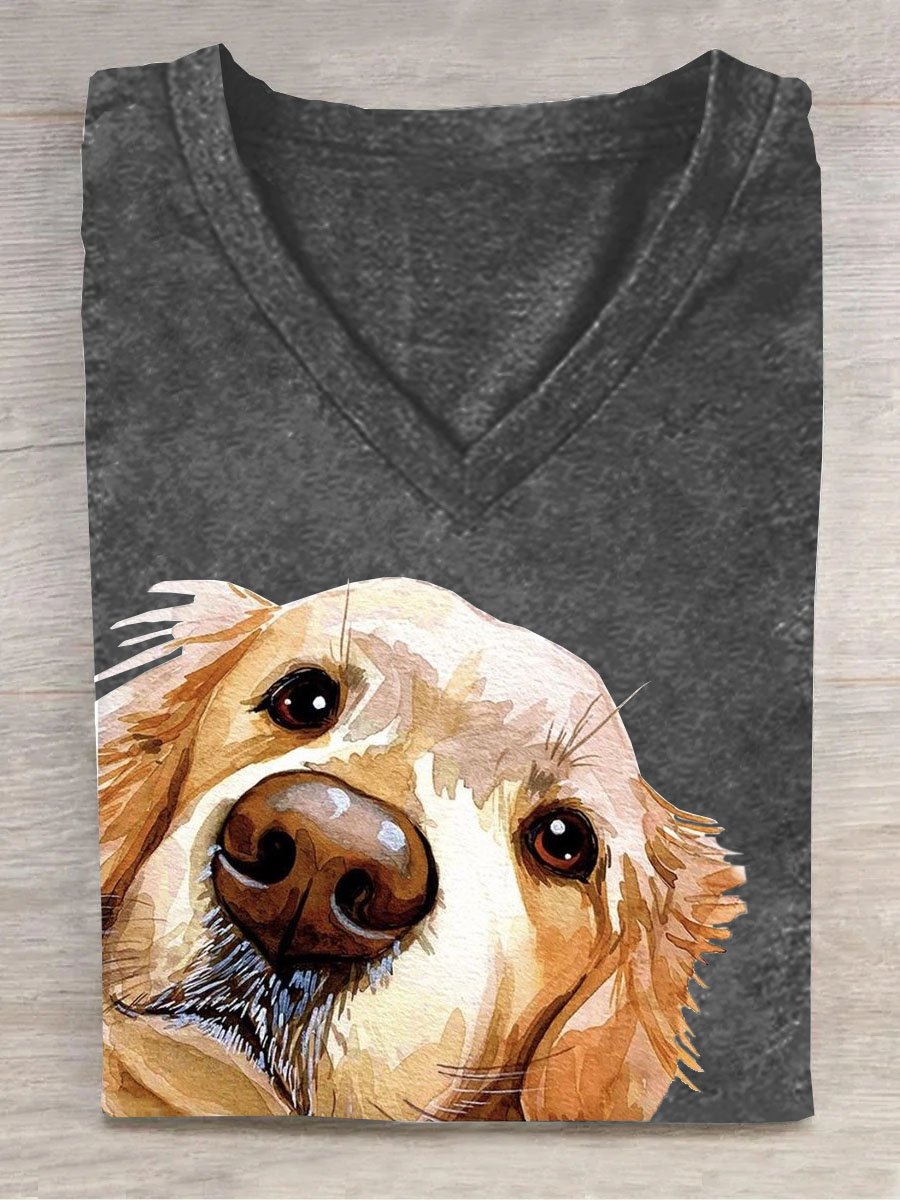 Dog Printed Casual T-Shirt