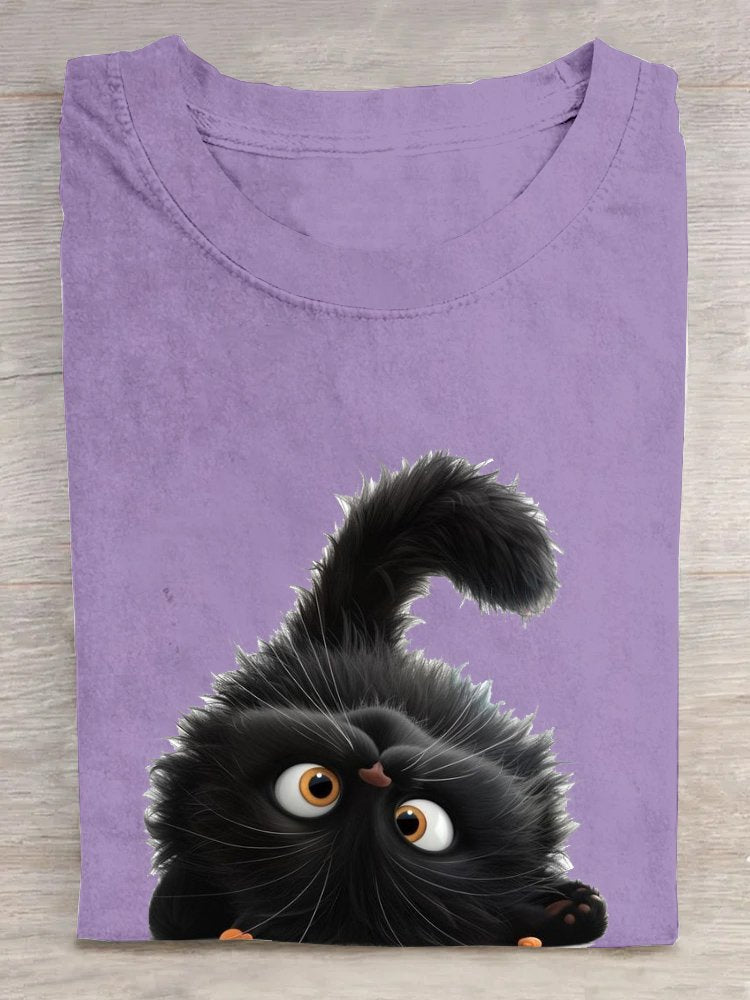 Cat Cotton Loose Casual T-Shirt