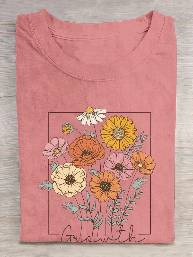 Cotton Floral Casual T-Shirt