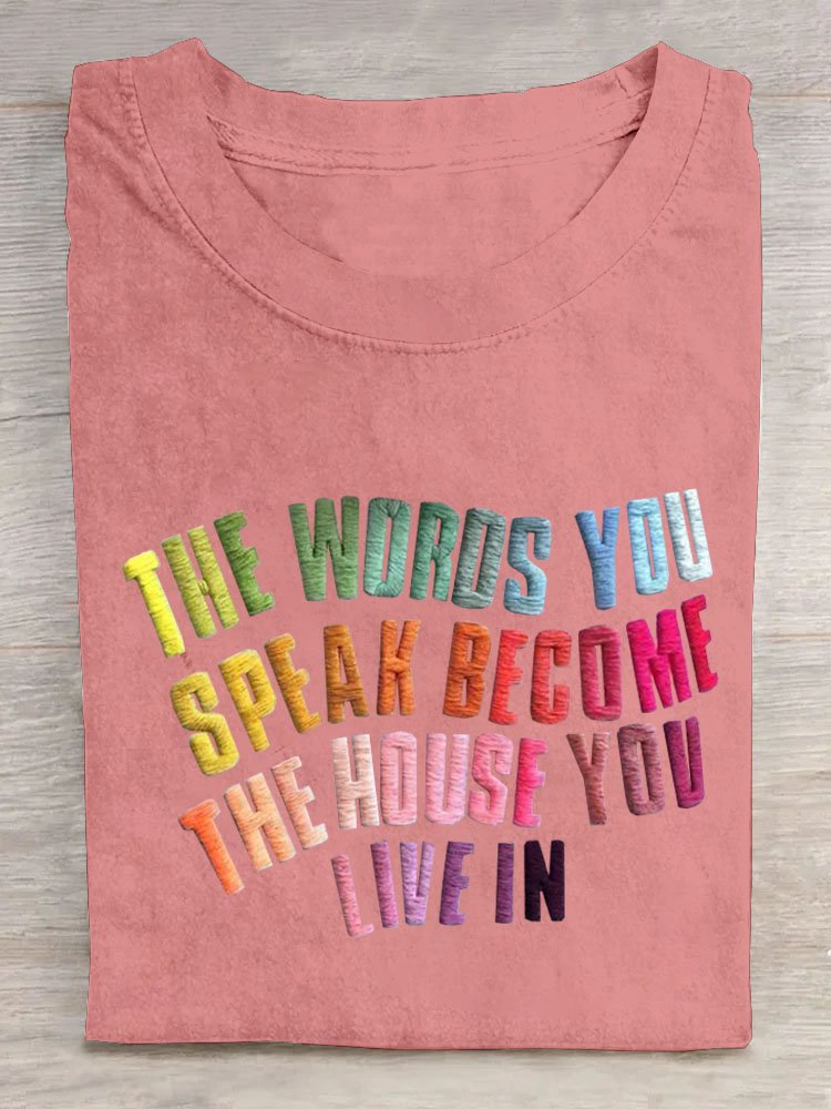 Text Letters Cotton T-Shirt