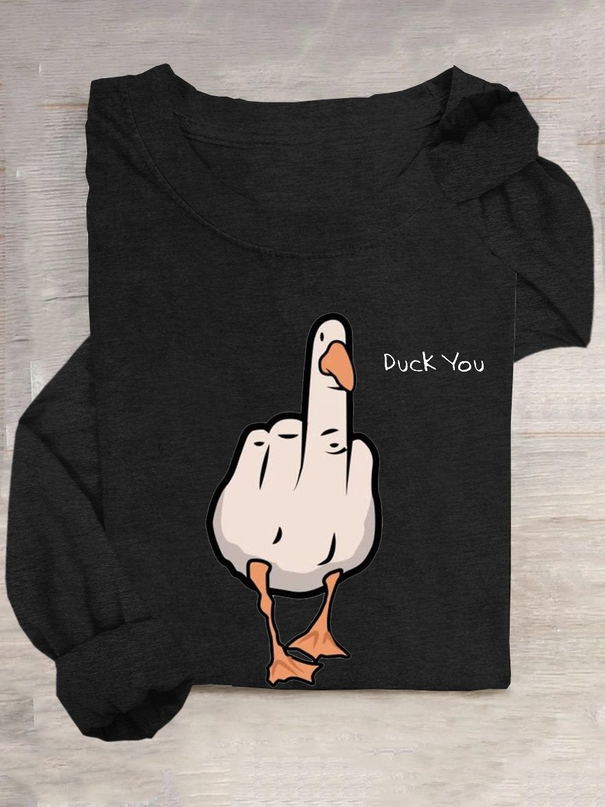 Casual Duck Cotton-Blend Crew Neck T-Shirt