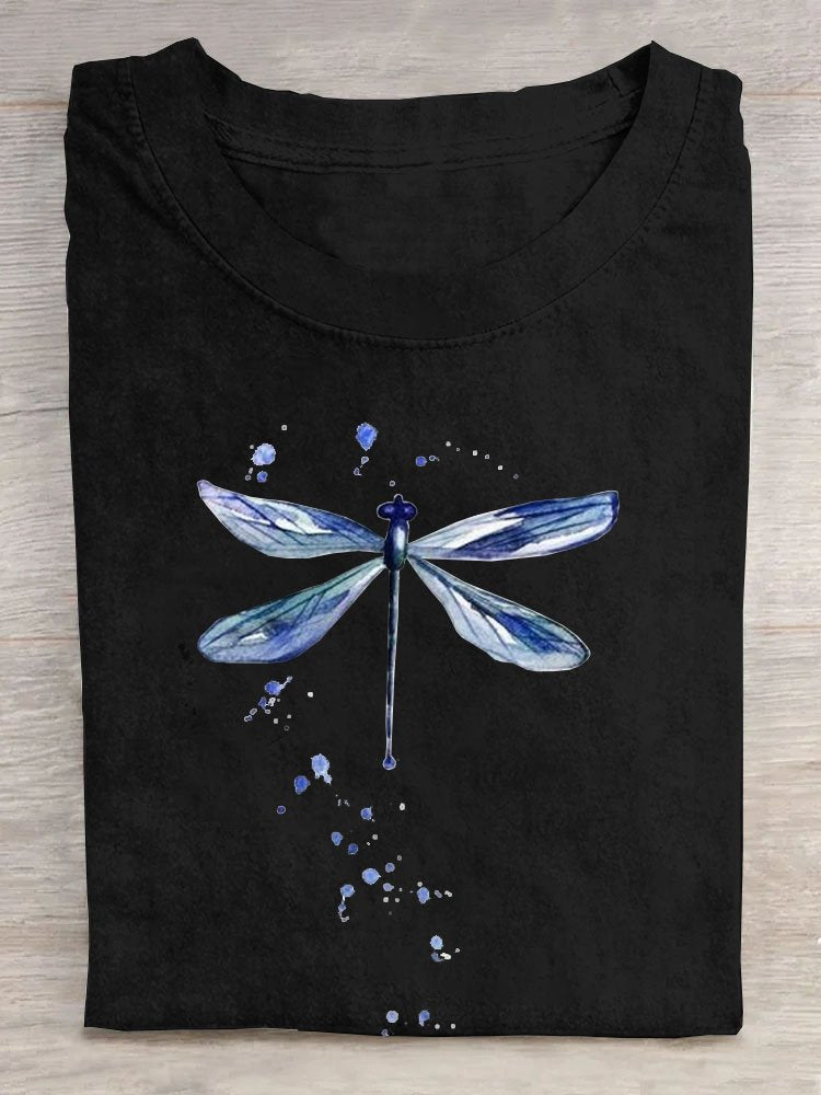 Casual Dragonfly Printed T-Shirt