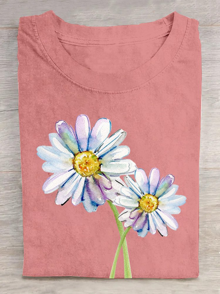 Casual Cotton Floral T-Shirt