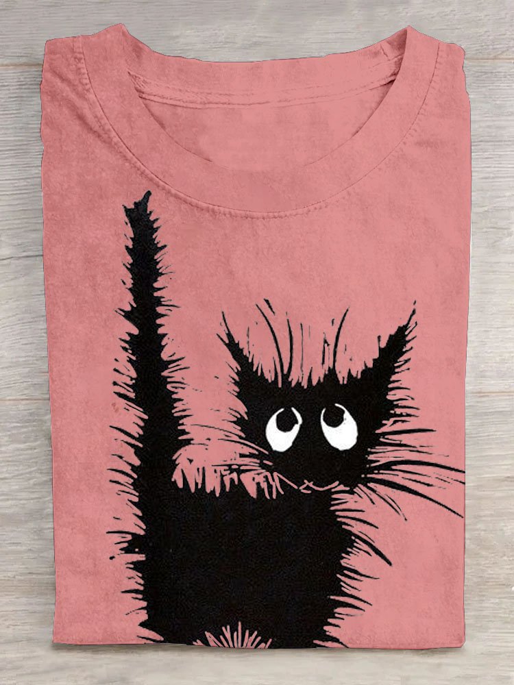 Cat Casual Loose Cotton T-Shirt