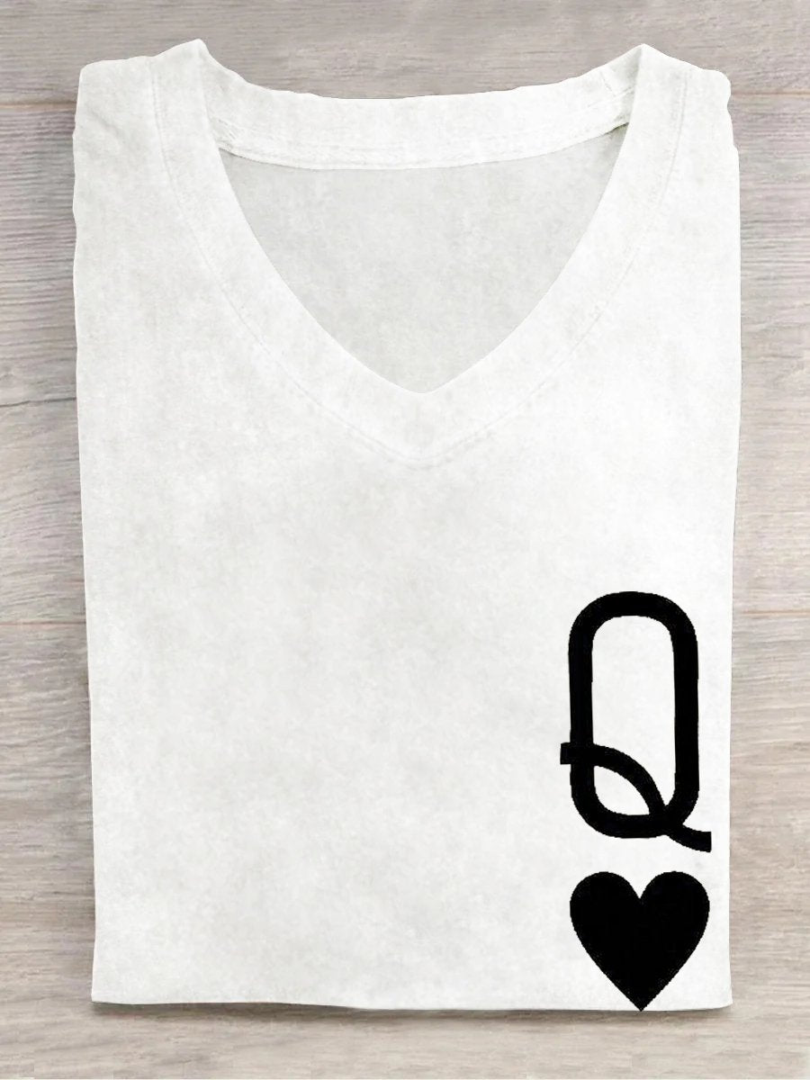 Playing Cards V Neck Casual T-Shirt