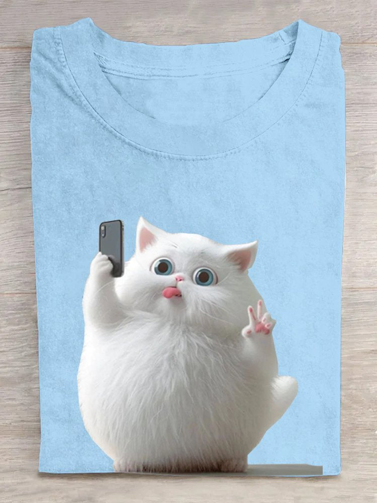 Casual Cat Loose T-Shirt