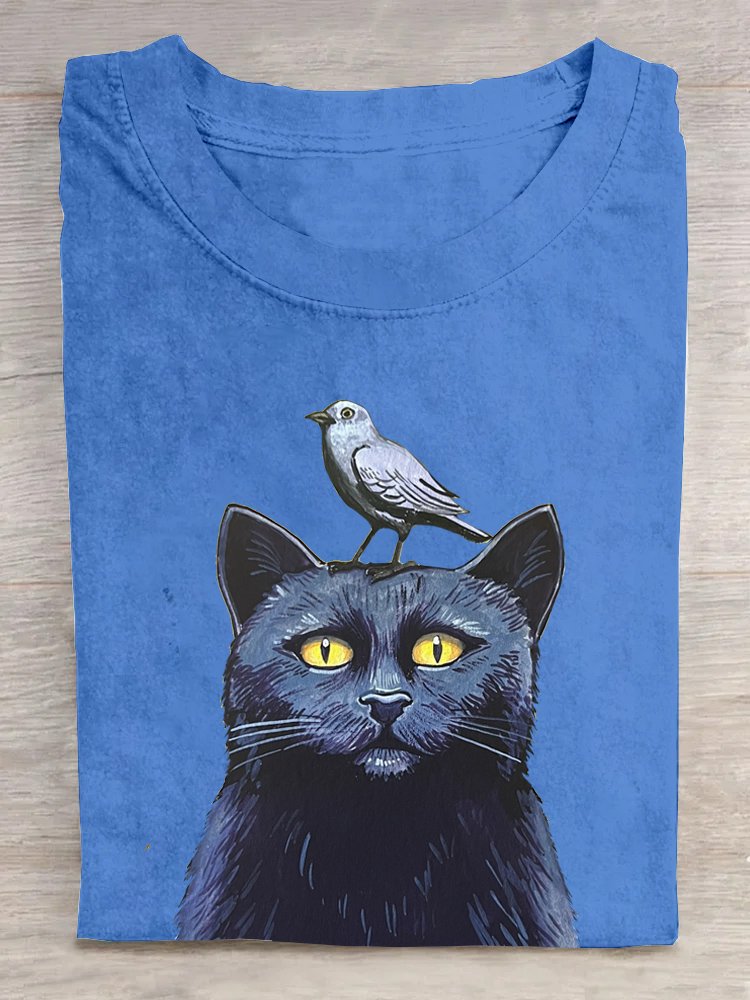 Cotton Cat Loose Casual T-Shirt