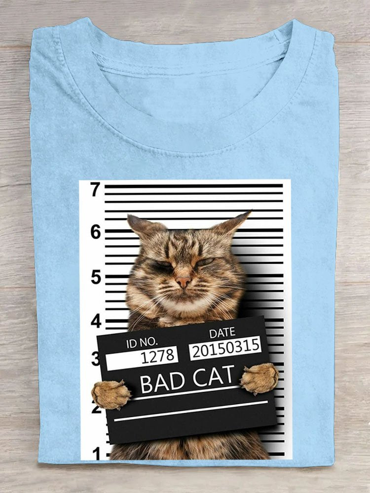 Casual Summer Cat Short Sleeve T-shirt