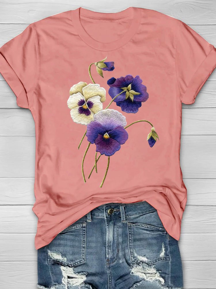 Casual Crew Neck Floral Loose T-Shirt