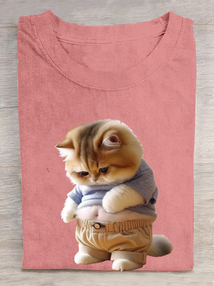 Cotton Cat Loose Casual T-Shirt