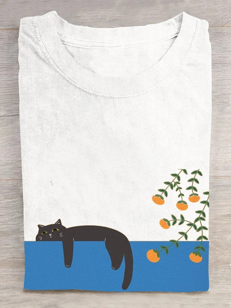 Loose Casual Cat Cotton T-Shirt