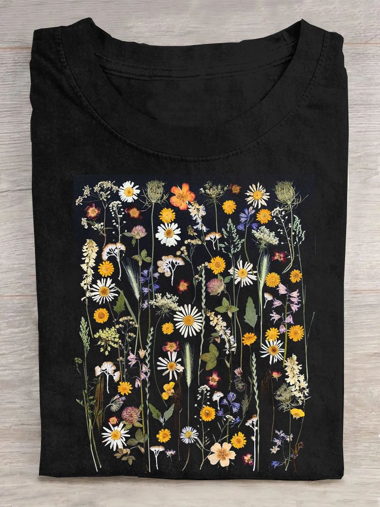 Floral Cotton Casual T-Shirt