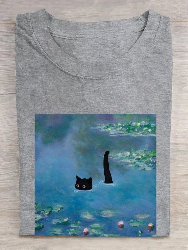 Casual Loose Cotton Cat T-Shirt