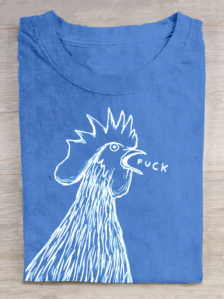 Loose Casual CHICKEN Crew Neck T-Shirt