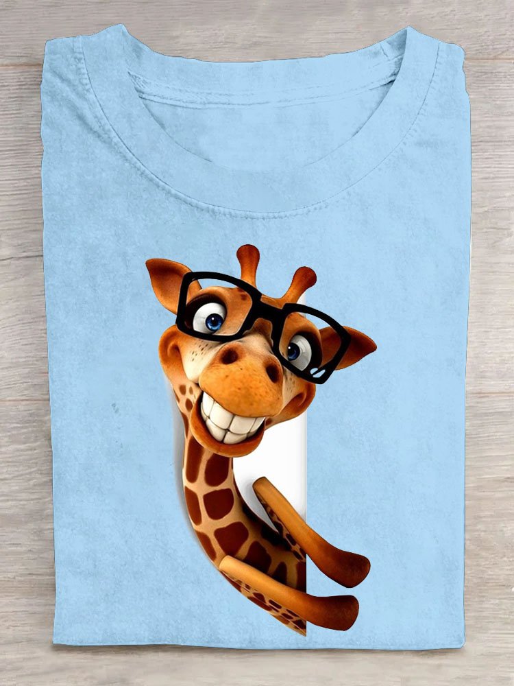 giraffe Printed Casual T-Shirt