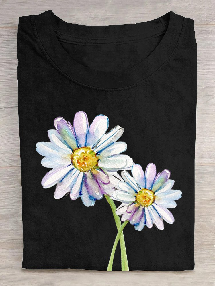 Casual Cotton Floral T-Shirt