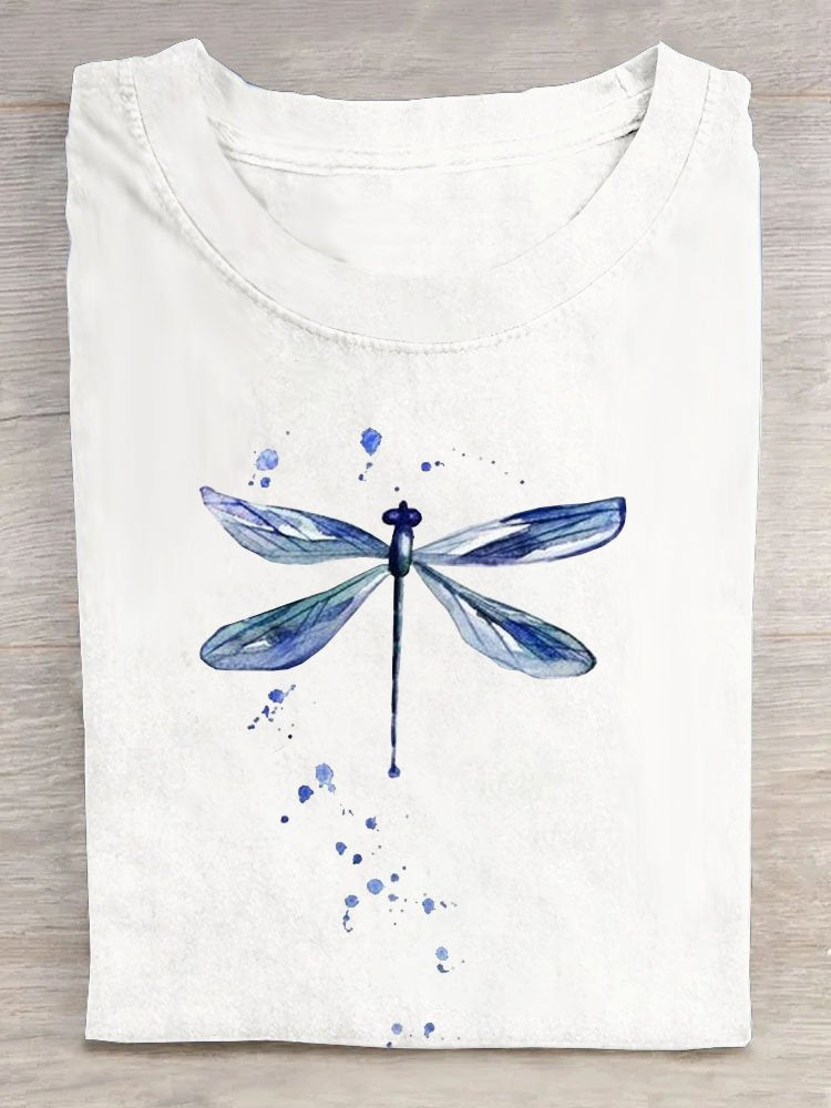 Casual Dragonfly Printed T-Shirt