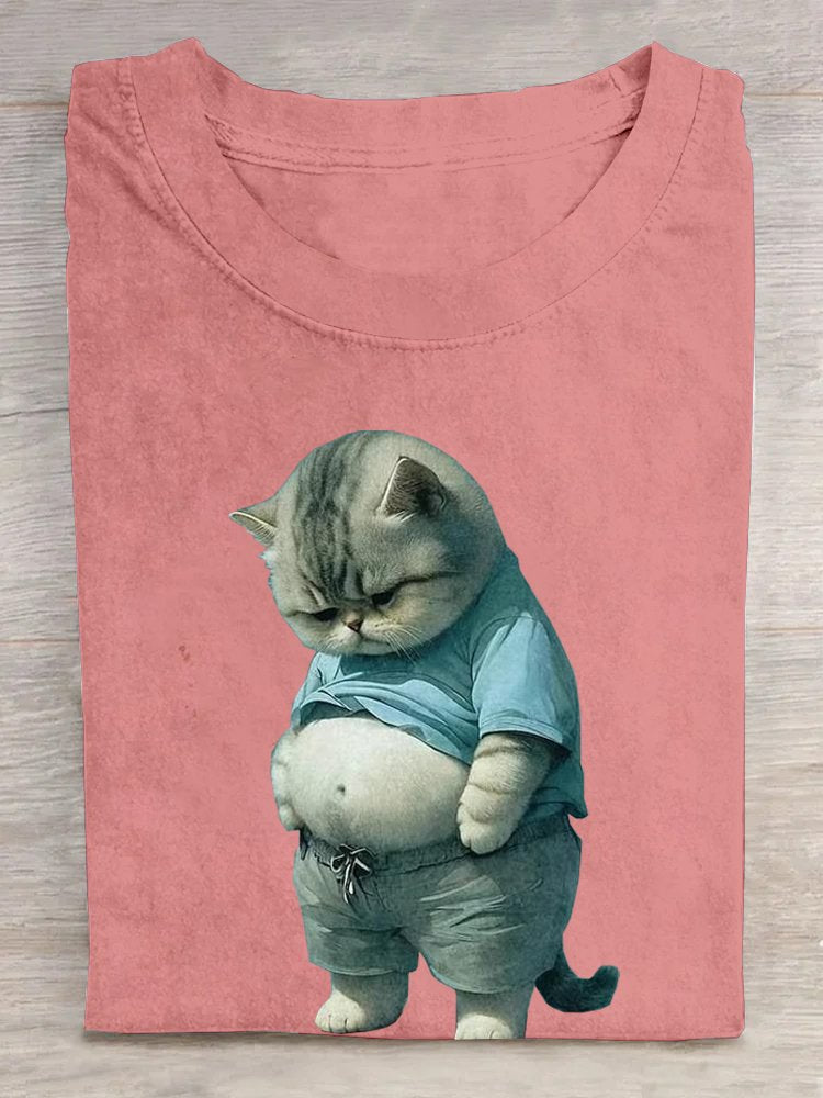 Cotton Cat Casual Crew Neck T-Shirt