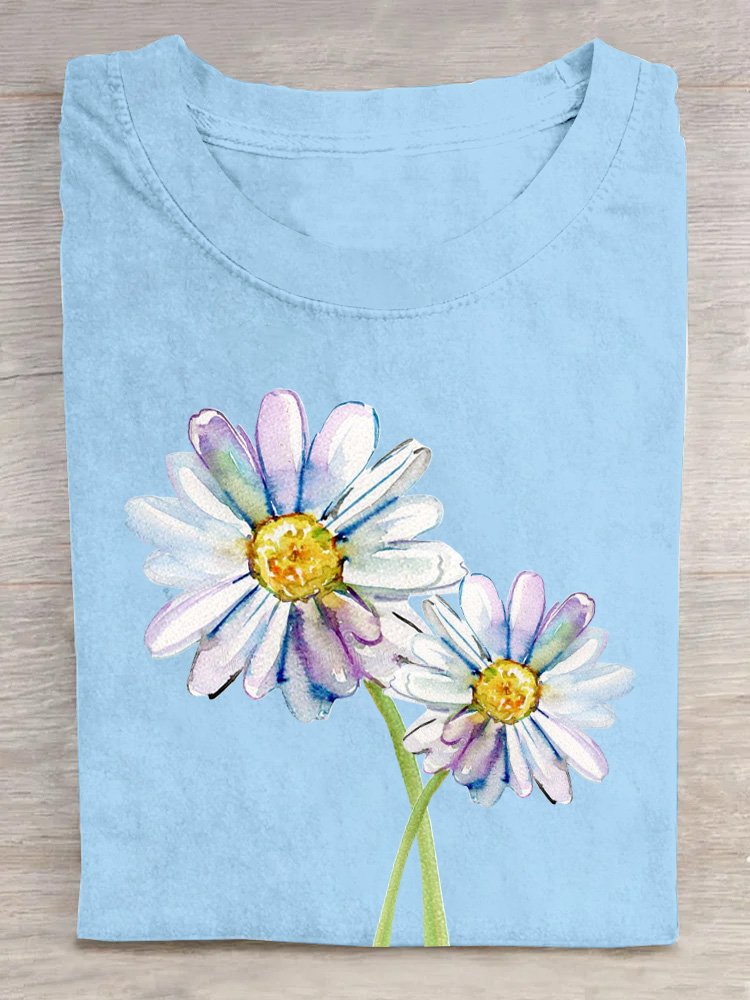 Casual Cotton Floral T-Shirt