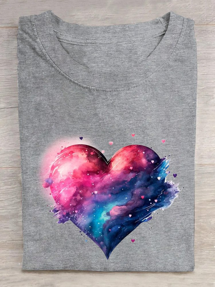 Cotton Casual Short Sleeve Crew Neck T-shirt Starry Sky