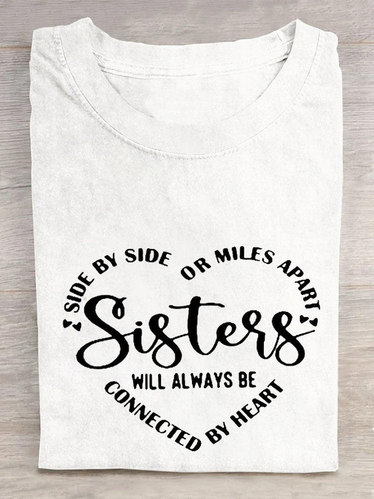 Womens Sister Letter Casual Short Sleeve T-Shirt