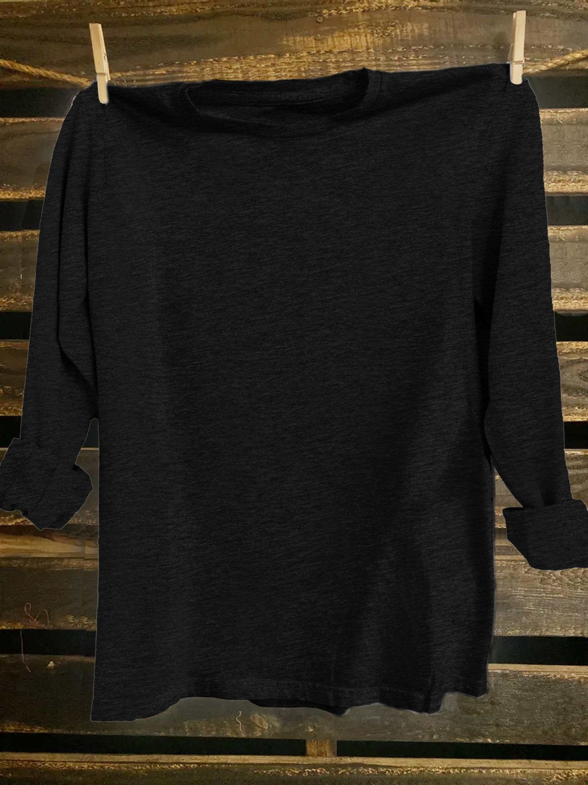 Cotton-Blend Casual Long Sleeve Crew Neck T-shirt