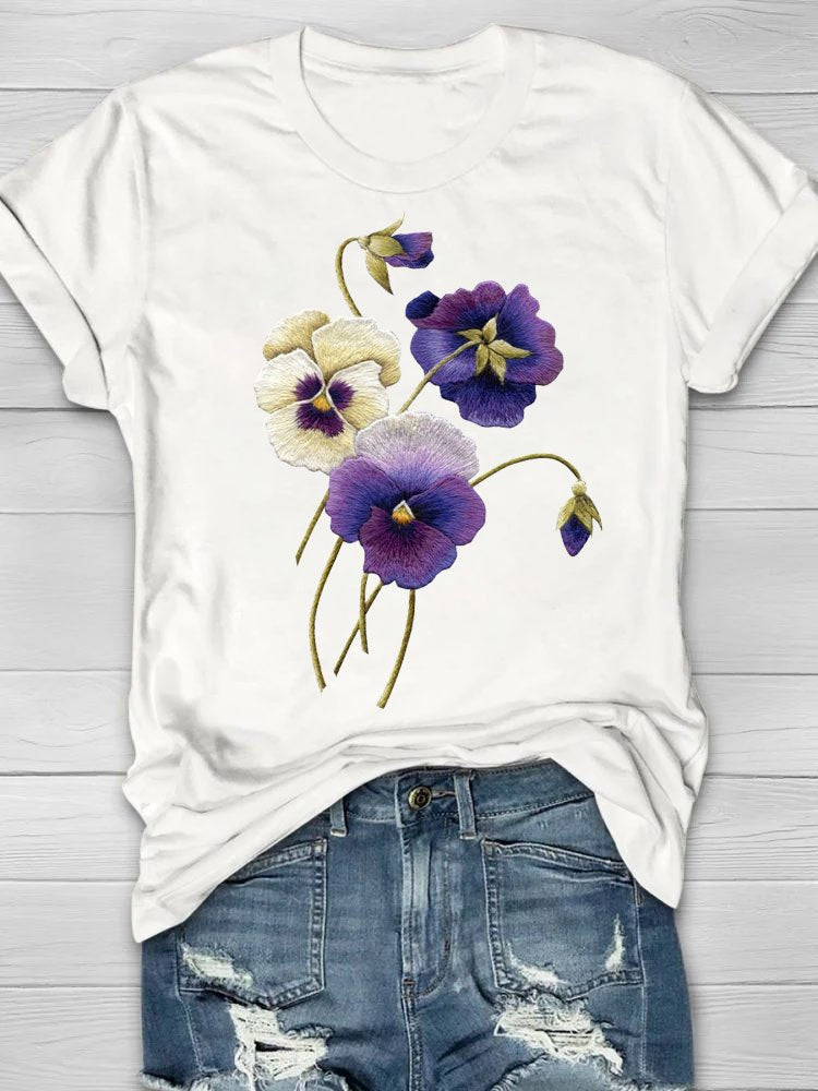 Casual Crew Neck Floral Loose T-Shirt