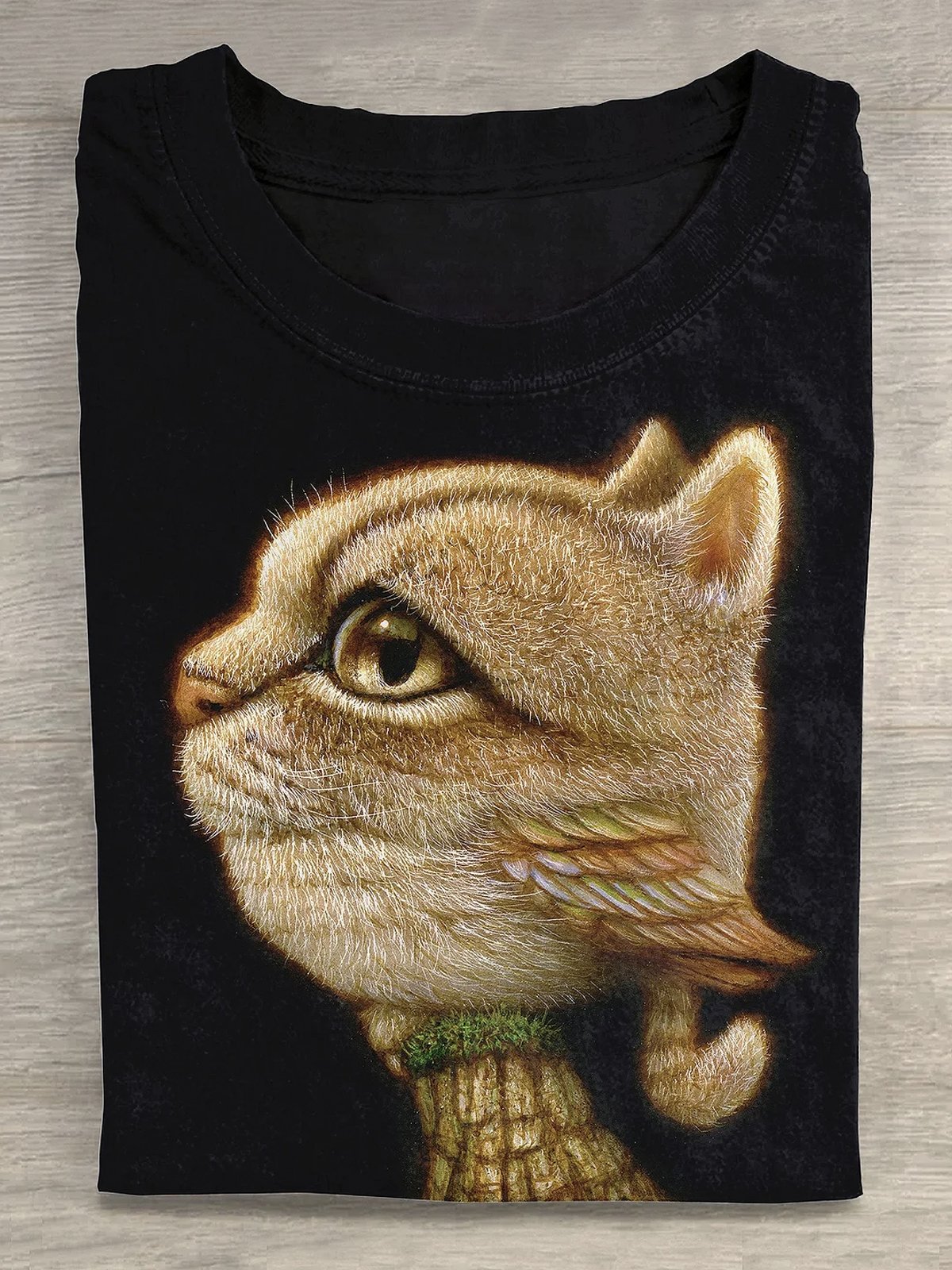 Loose Casual Cat Crew Neck T-Shirt