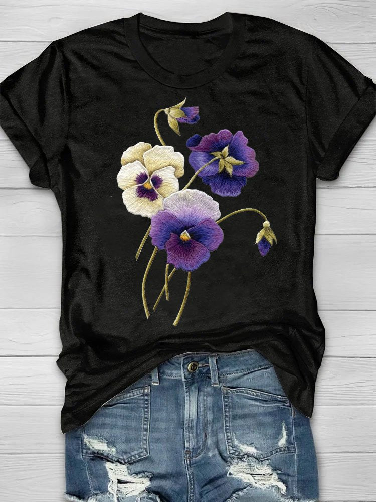 Casual Crew Neck Floral Loose T-Shirt