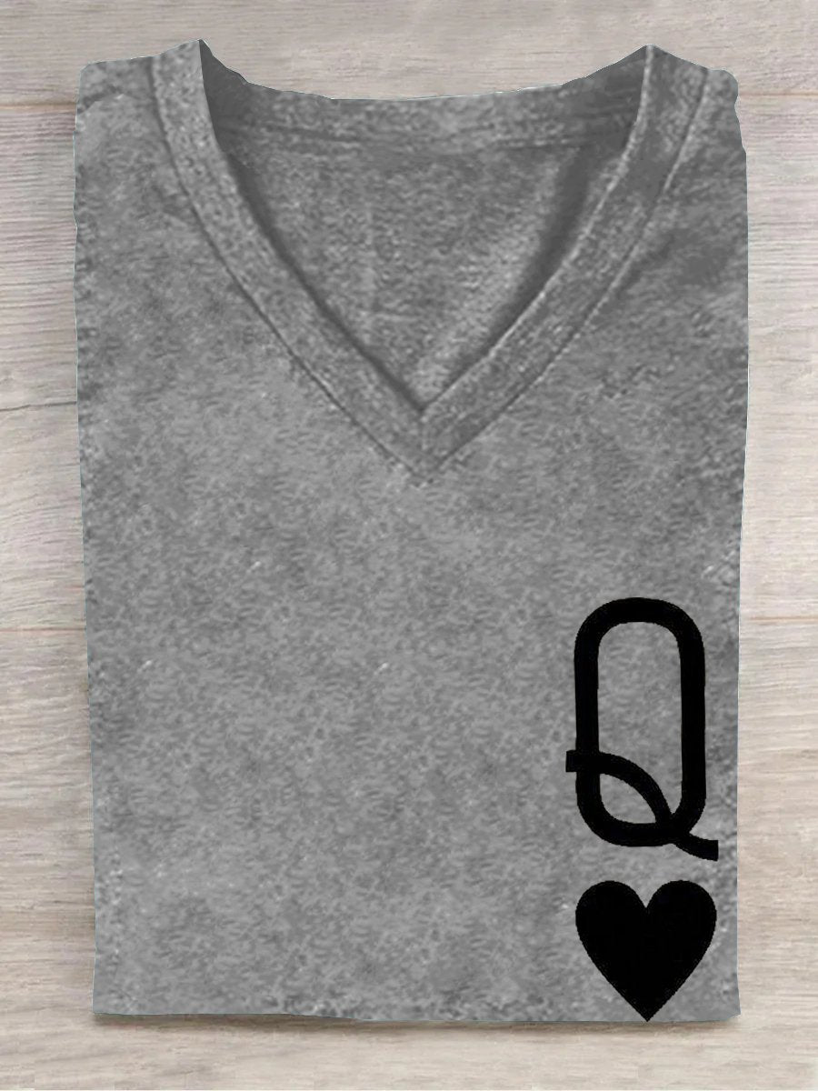 Playing Cards V Neck Casual T-Shirt