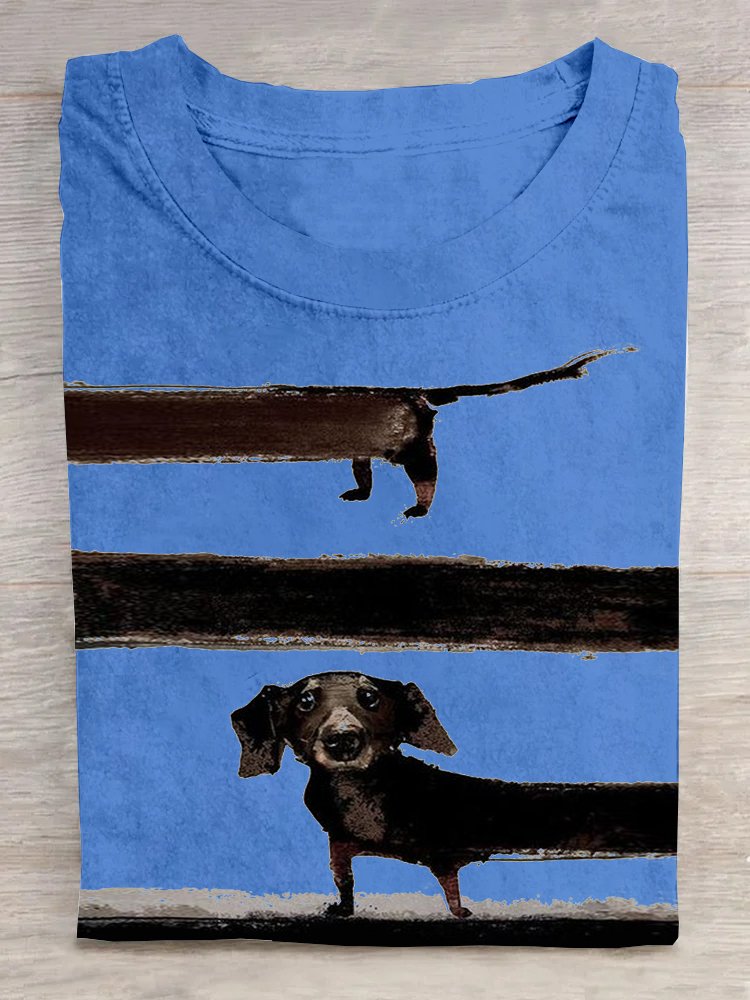 Casual Dog Cotton Crew Neck T-Shirt