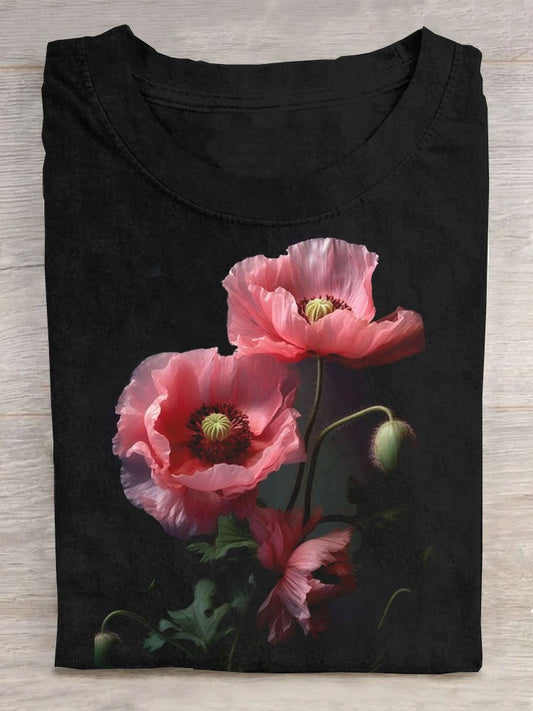 Floral Casual Cotton T-Shirt