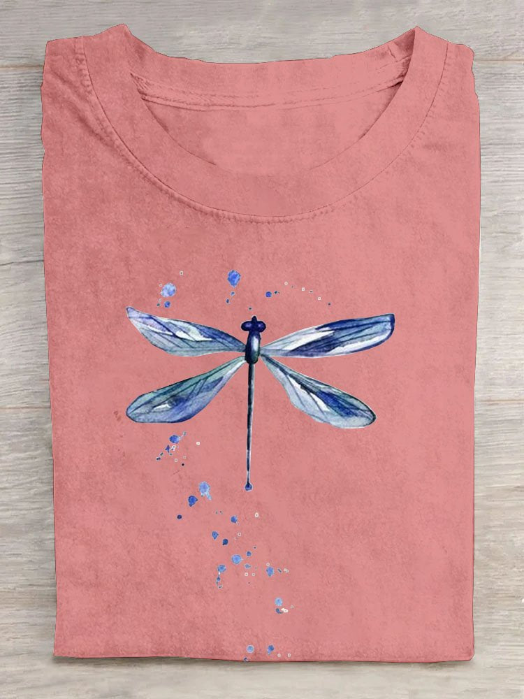 Casual Dragonfly Printed T-Shirt