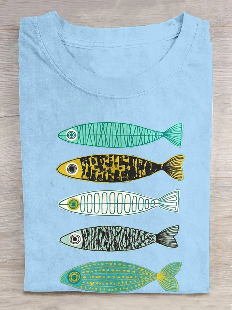 Fish Cotton Casual T-Shirt