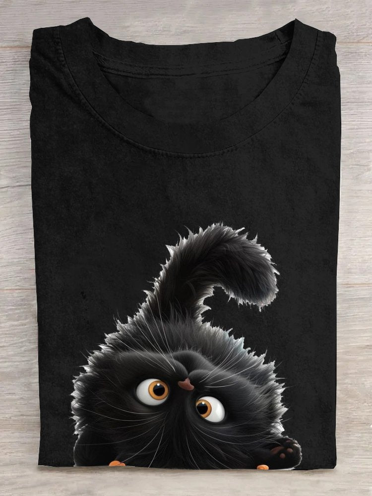 Cat Cotton Loose Casual T-Shirt