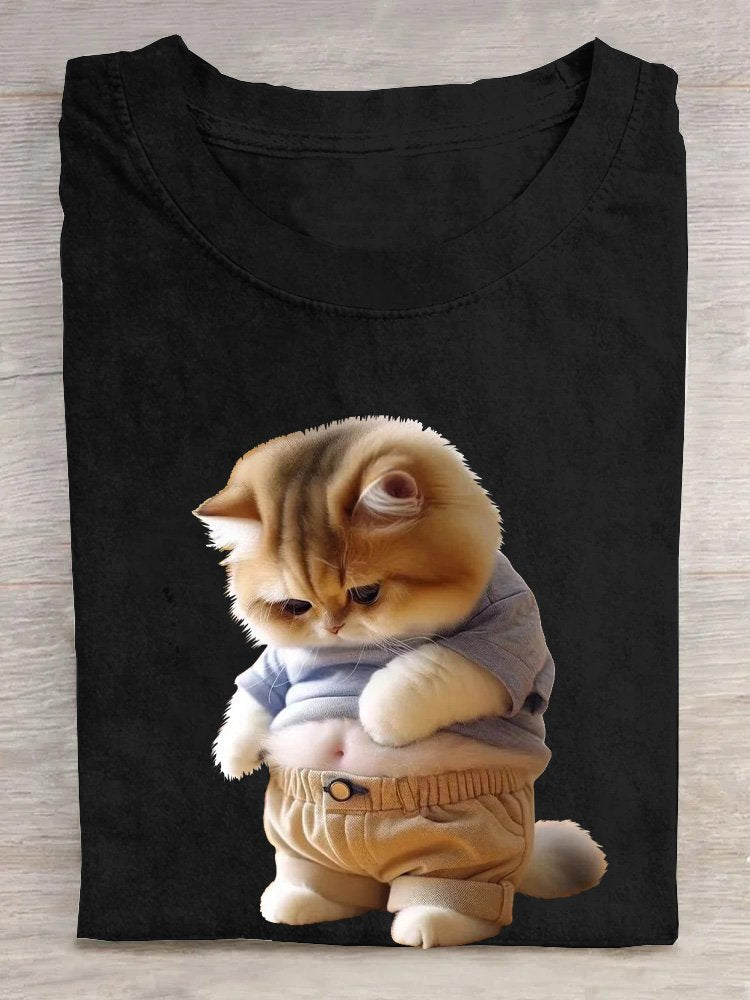 Cotton Cat Loose Casual T-Shirt