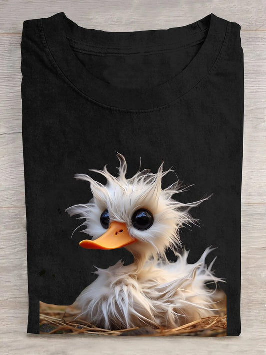 Casual Loose Crew Neck Duck T-Shirt