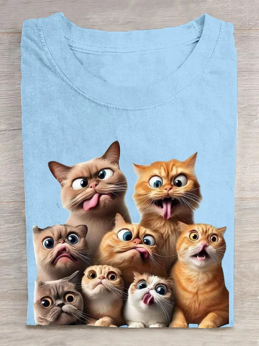 Casual Cotton Cat Loose T-Shirt