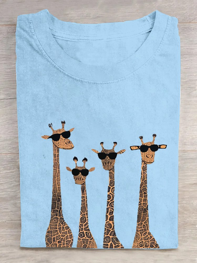 Casual Deer Loose Crew Neck T-Shirt