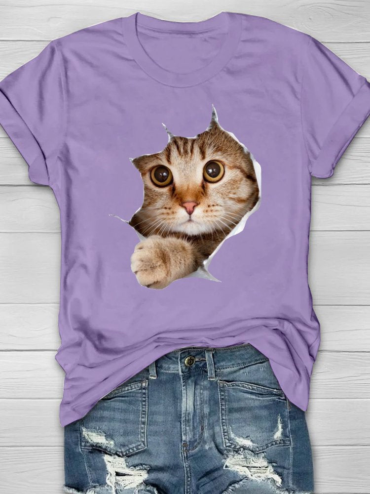 Casual Cotton Cat Loose T-Shirt