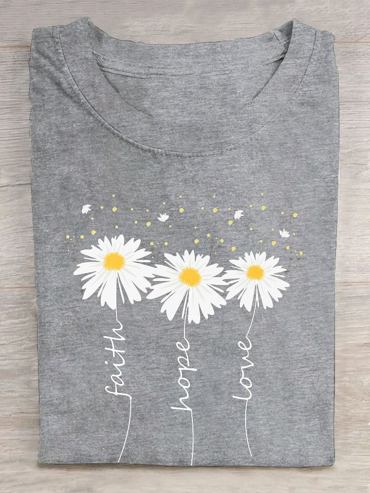 Crew Neck Floral Casual T-Shirt