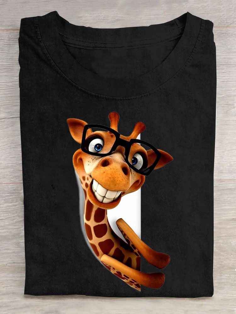 giraffe Printed Casual T-Shirt