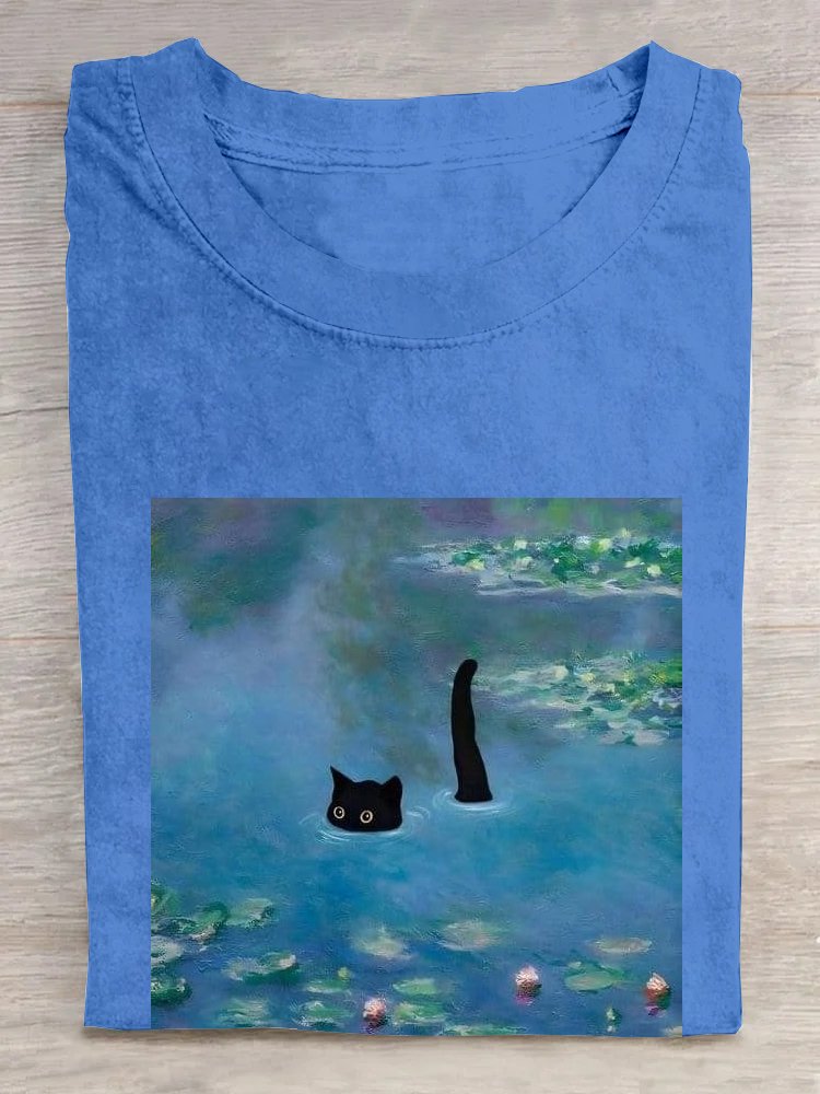 Casual Loose Cotton Cat T-Shirt