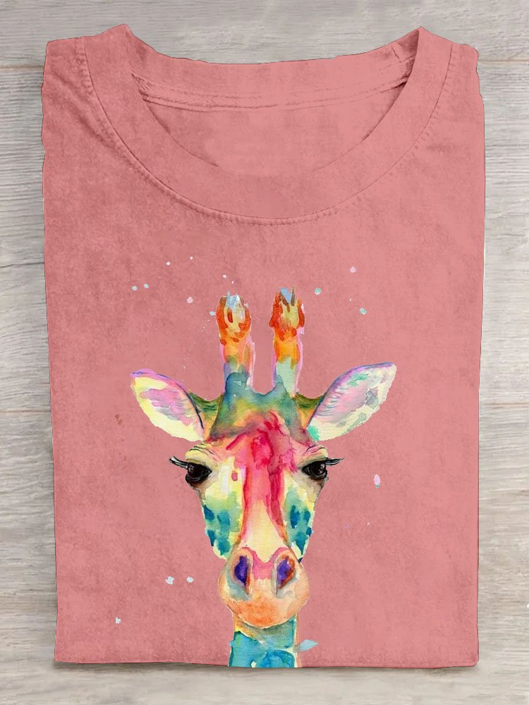 giraffe Printed Casual T-Shirt