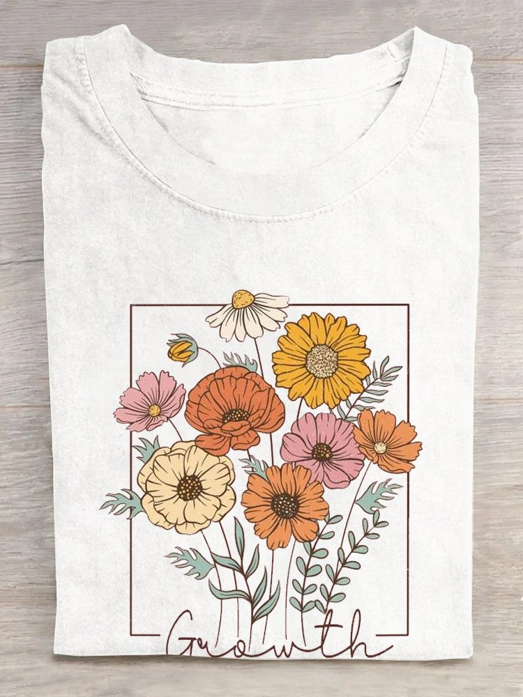 Cotton Floral Casual T-Shirt